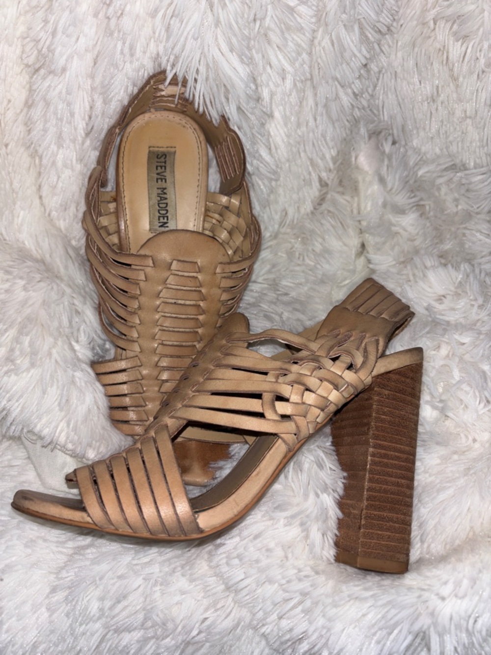 Steve Madden Tan Woven Open-Toe Sandals